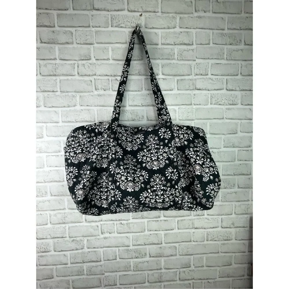 Vera Bradley Large Traveler Duffel Chandelier Noir Black Floral Retired
